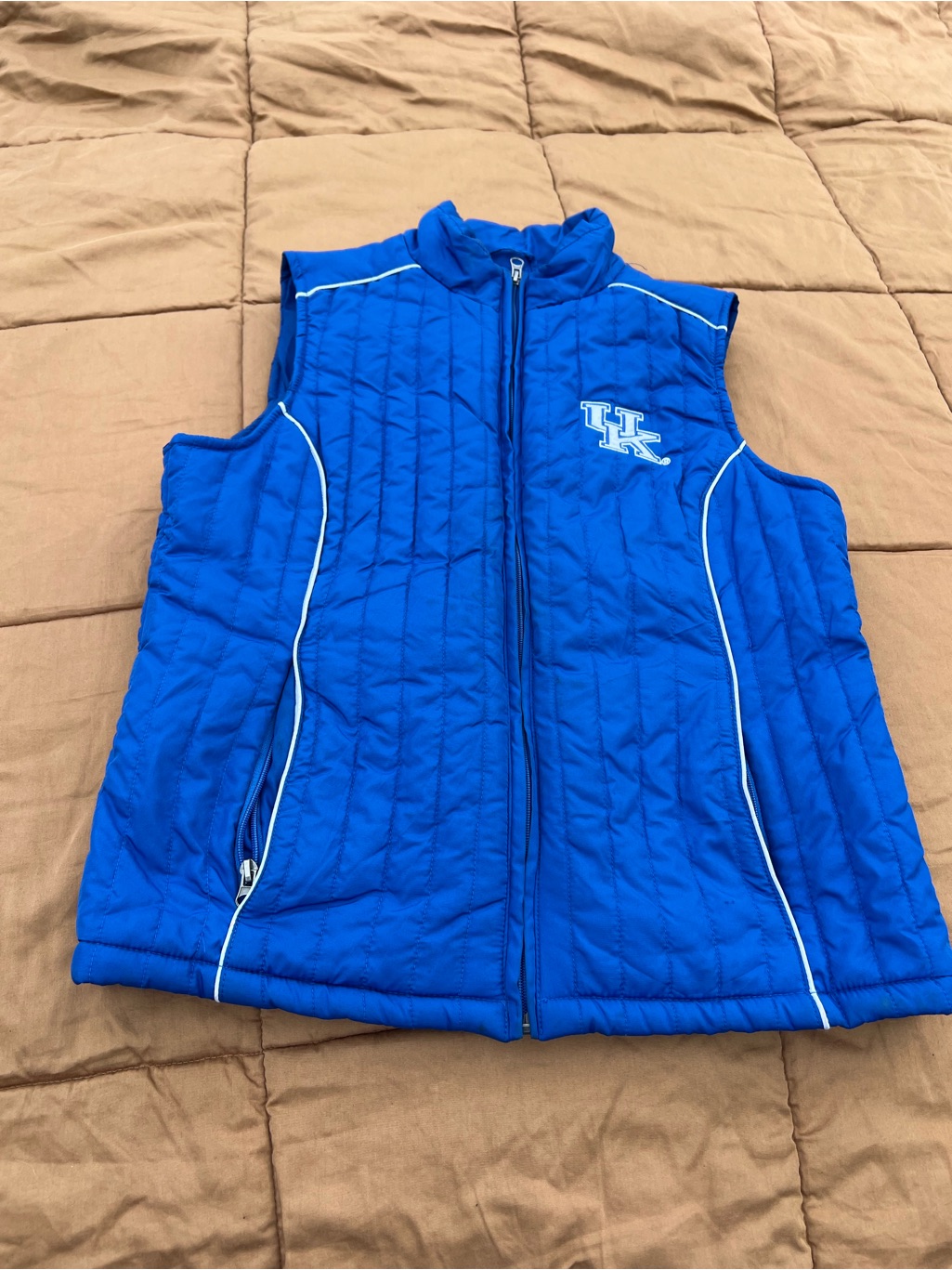University Of Kentucky Blue Quilted Puffer Vest Uk Logo Embroidered Size M